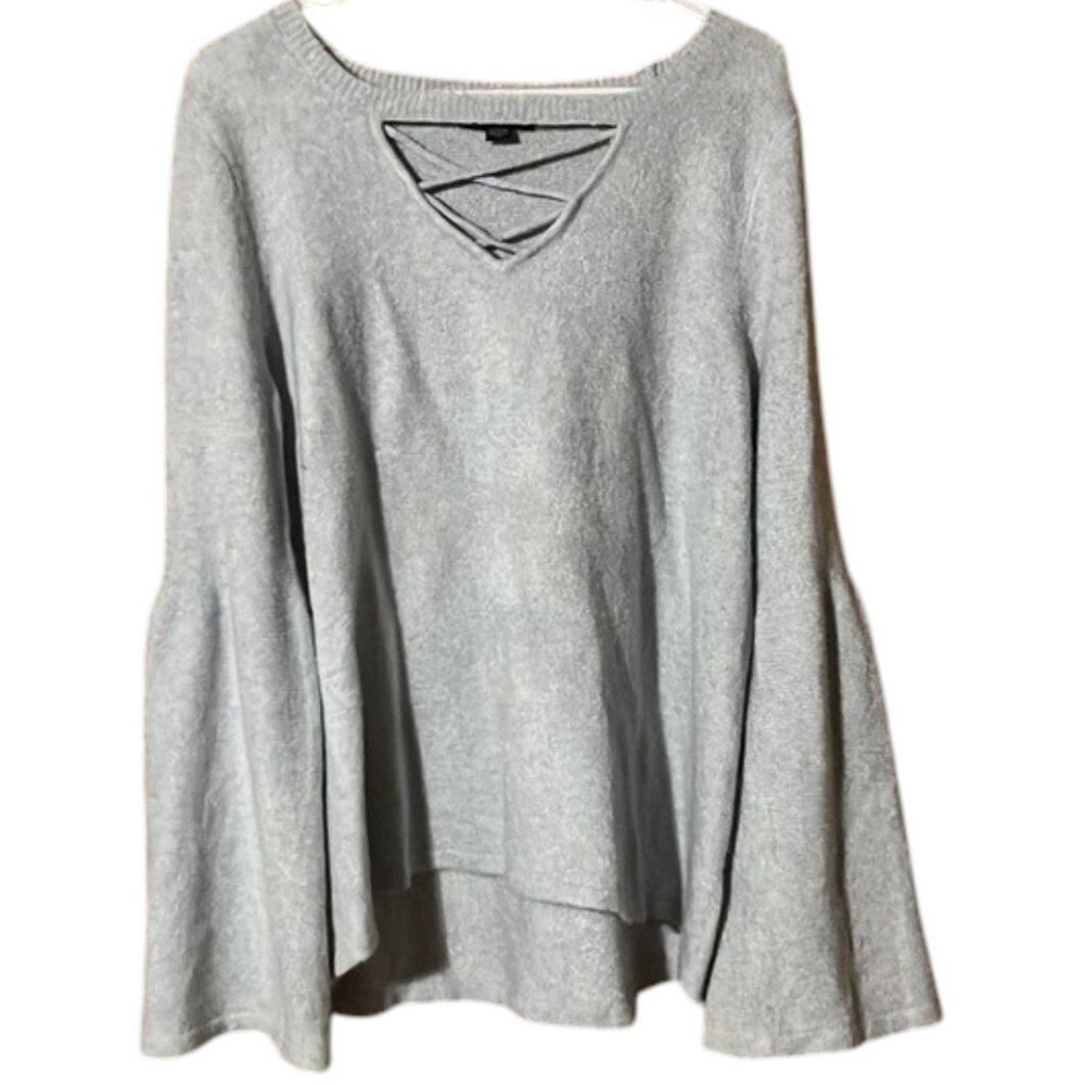 American Eagle Outfitters Blue-Gray Super Soft Oversized Bell Sleeve Sweater NEW